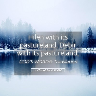 Picture 05 - 1 Chronicles 6:58 GW - Hilen with its pastureland, Debir with its - Bible Verse Picture