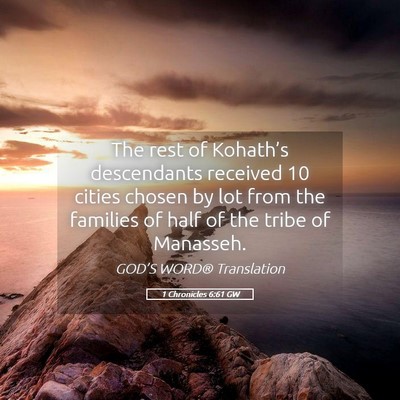 Picture 05 - 1 Chronicles 6:61 GW - The rest of Kohath’s descendants received 10 - Bible Verse Picture