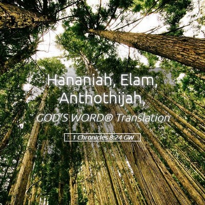 Picture 05 - 1 Chronicles 8:24 GW - Hananiah, Elam, - Bible Verse Picture