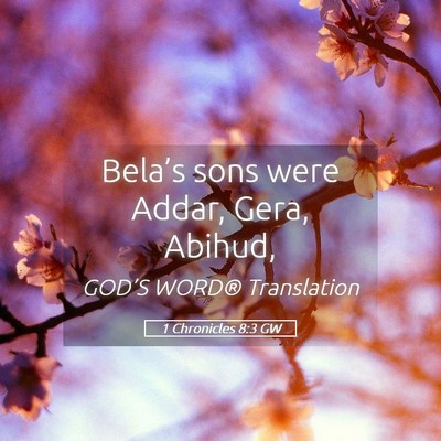 Picture 05 - 1 Chronicles 8:3 GW - Bela’s sons were Addar, Gera, - Bible Verse Picture