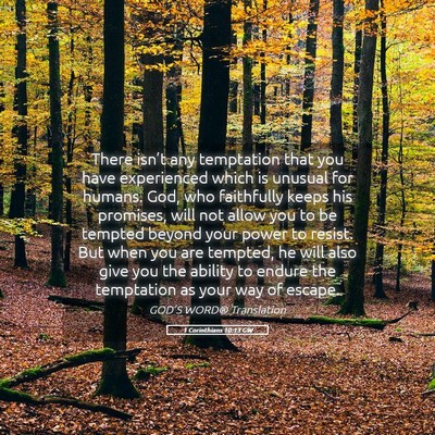 Picture 05 - 1 Corinthians 10:13 GW - There isn’t any temptation that you have - Bible Verse Picture