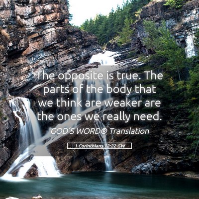 Picture 05 - 1 Corinthians 12:22 GW - The opposite is true. The parts of the body that - Bible Verse Picture