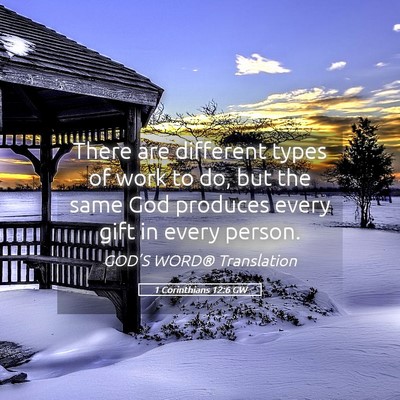 Picture 05 - 1 Corinthians 12:6 GW - There are different types of work to do, but the - Bible Verse Picture