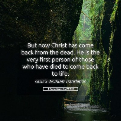Picture 05 - 1 Corinthians 15:20 GW - But now Christ has come back from the dead. He is - Bible Verse Picture