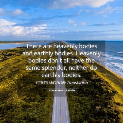 Picture 05 - 1 Corinthians 15:40 GW - There are heavenly bodies and earthly bodies. - Bible Verse Picture