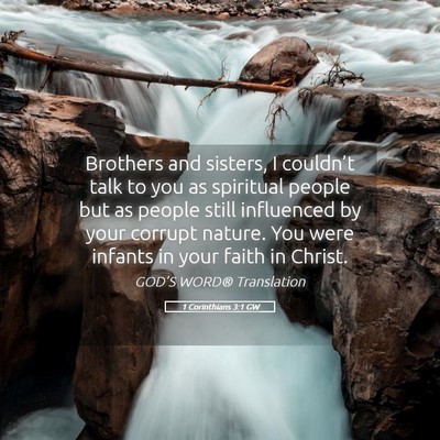 Picture 05 - 1 Corinthians 3:1 GW - Brothers and sisters, I couldn’t talk to you as - Bible Verse Picture