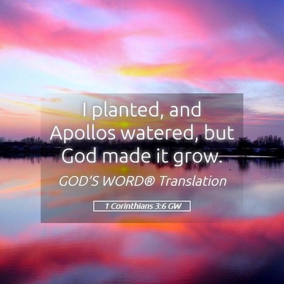 Picture 05 - 1 Corinthians 3:6 GW - I planted, and Apollos watered, but God made it - Bible Verse Picture