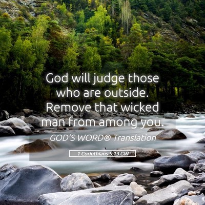 Picture 05 - 1 Corinthians 5:13 GW - God will judge those who are outside. Remove that - Bible Verse Picture