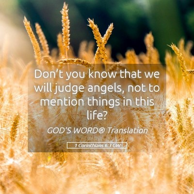 Picture 05 - 1 Corinthians 6:3 GW - Don’t you know that we will judge angels, not - Bible Verse Picture