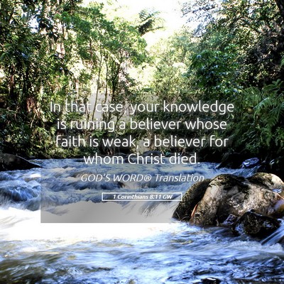 Picture 05 - 1 Corinthians 8:11 GW - In that case, your knowledge is ruining a - Bible Verse Picture