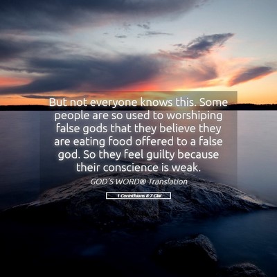 Picture 05 - 1 Corinthians 8:7 GW - But not everyone knows this. Some people are so - Bible Verse Picture