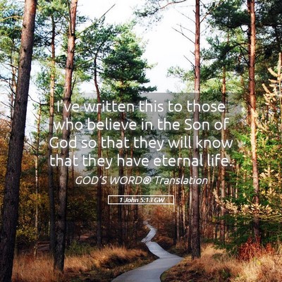 Picture 05 - 1 John 5:13 GW - I’ve written this to those who believe in the - Bible Verse Picture