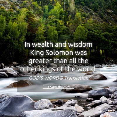 Picture 05 - 1 Kings 10:23 GW - In wealth and wisdom King Solomon was greater - Bible Verse Picture