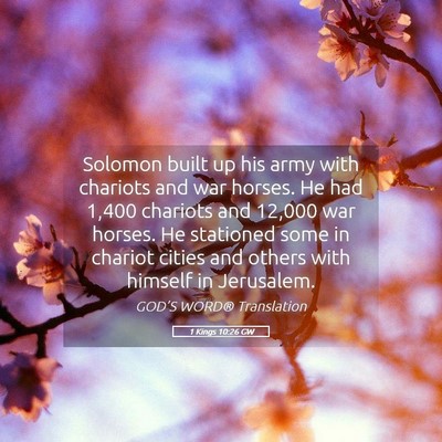 Picture 05 - 1 Kings 10:26 GW - Solomon built up his army with chariots and war - Bible Verse Picture