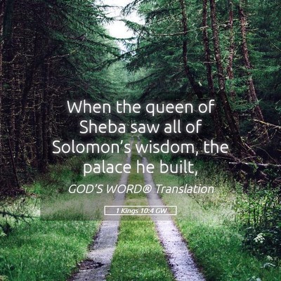 Picture 05 - 1 Kings 10:4 GW - When the queen of Sheba saw all of Solomon’s - Bible Verse Picture