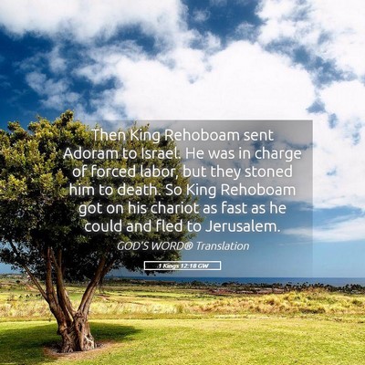 Picture 05 - 1 Kings 12:18 GW - Then King Rehoboam sent Adoram to Israel. He was - Bible Verse Picture