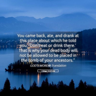 Picture 05 - 1 Kings 13:22 GW - You came back, ate, and drank at this place about - Bible Verse Picture