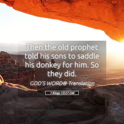 Picture 05 - 1 Kings 13:27 GW - Then the old prophet told his sons to saddle his - Bible Verse Picture
