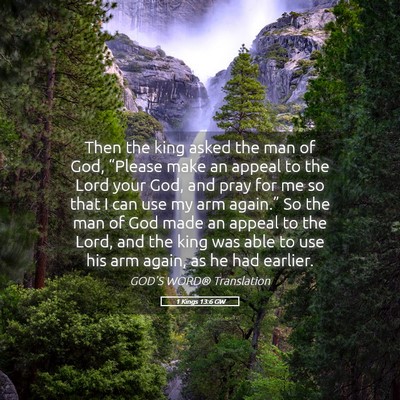 Picture 05 - 1 Kings 13:6 GW - Then the king asked the man of God, “Please - Bible Verse Picture
