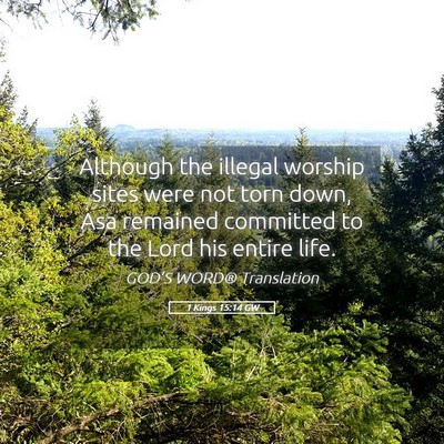 Picture 05 - 1 Kings 15:14 GW - Although the illegal worship sites were not torn - Bible Verse Picture