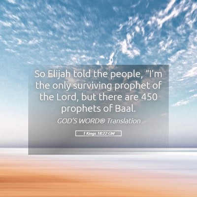 Picture 05 - 1 Kings 18:22 GW - So Elijah told the people, “I’m the only - Bible Verse Picture