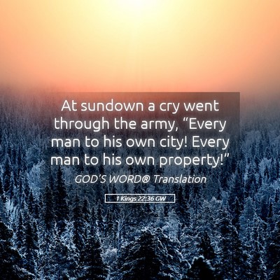 Picture 05 - 1 Kings 22:36 GW - At sundown a cry went through the army, “Every - Bible Verse Picture
