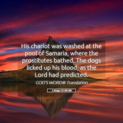 Picture 05 - 1 Kings 22:38 GW - His chariot was washed at the pool of Samaria, - Bible Verse Picture