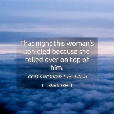 Picture 05 - 1 Kings 3:19 GW - That night this woman’s son died because she - Bible Verse Picture
