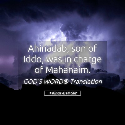 Picture 05 - 1 Kings 4:14 GW - Ahinadab, son of Iddo, was in charge of - Bible Verse Picture