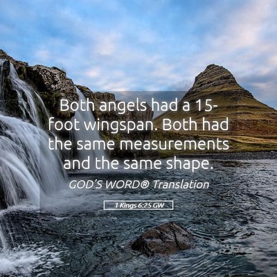 Picture 05 - 1 Kings 6:25 GW - Both angels had a 15-foot wingspan. Both had the - Bible Verse Picture