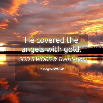 Picture 05 - 1 Kings 6:28 GW - He covered the angels with - Bible Verse Picture