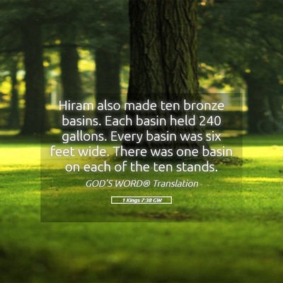 Picture 05 - 1 Kings 7:38 GW - Hiram also made ten bronze basins. Each basin - Bible Verse Picture