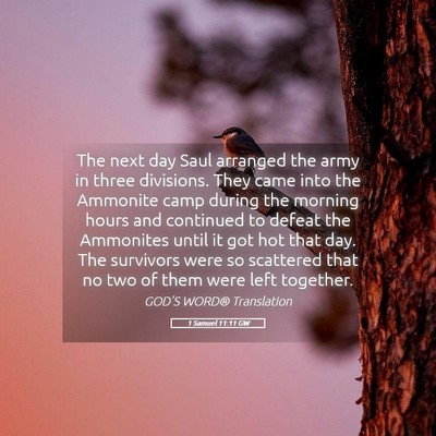 Picture 05 - 1 Samuel 11:11 GW - The next day Saul arranged the army in three - Bible Verse Picture