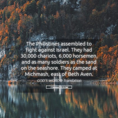 Picture 05 - 1 Samuel 13:5 GW - The Philistines assembled to fight against - Bible Verse Picture