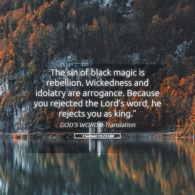 Picture 05 - 1 Samuel 15:23 GW - The sin of black magic is rebellion. Wickedness - Bible Verse Picture