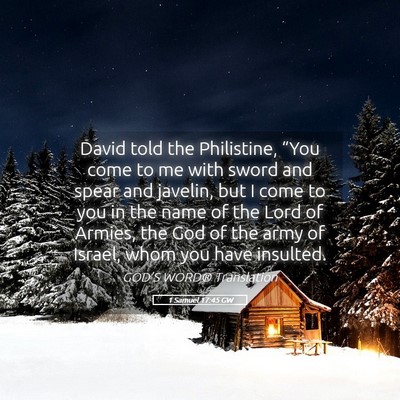 Picture 05 - 1 Samuel 17:45 GW - David told the Philistine, “You come to me with - Bible Verse Picture