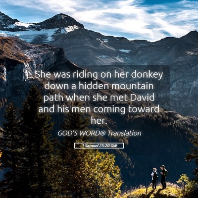 Picture 05 - 1 Samuel 25:20 GW - She was riding on her donkey down a hidden - Bible Verse Picture