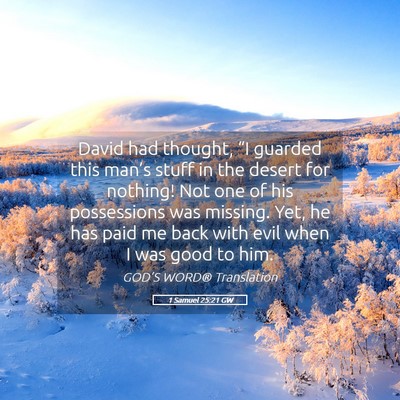Picture 05 - 1 Samuel 25:21 GW - David had thought, “I guarded this man’s - Bible Verse Picture