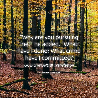 Picture 05 - 1 Samuel 26:18 GW - “Why are you pursuing me?” he added. “What - Bible Verse Picture