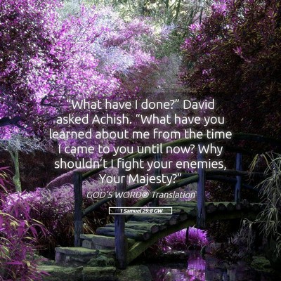 Picture 05 - 1 Samuel 29:8 GW - “What have I done?” David asked Achish. - Bible Verse Picture