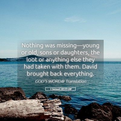 Picture 05 - 1 Samuel 30:19 GW - Nothing was missing—young or old, sons or - Bible Verse Picture