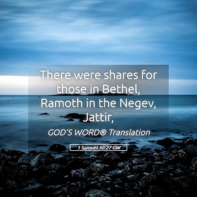 Picture 05 - 1 Samuel 30:27 GW - There were shares for those in Bethel, Ramoth in - Bible Verse Picture