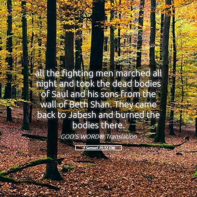 Picture 05 - 1 Samuel 31:12 GW - all the fighting men marched all night and took - Bible Verse Picture