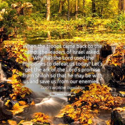 Picture 05 - 1 Samuel 4:3 GW - When the troops came back to the camp, the - Bible Verse Picture