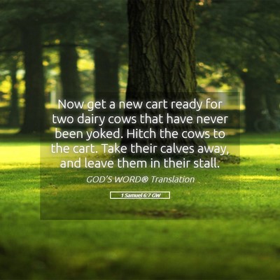 Picture 05 - 1 Samuel 6:7 GW - Now get a new cart ready for two dairy cows that - Bible Verse Picture