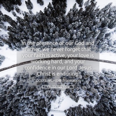 Picture 05 - 1 Thessalonians 1:3 GW - In the presence of our God and Father, we never - Bible Verse Picture