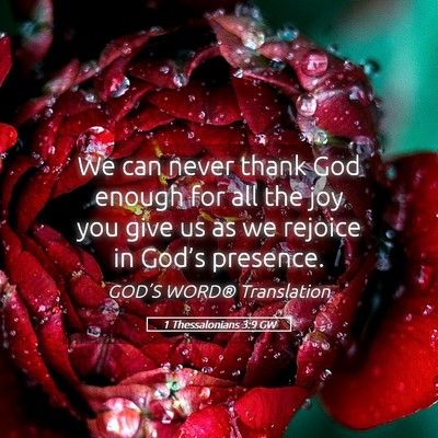Picture 05 - 1 Thessalonians 3:9 GW - We can never thank God enough for all the joy you - Bible Verse Picture