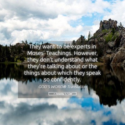 Picture 05 - 1 Timothy 1:7 GW - They want to be experts in Moses’ Teachings. - Bible Verse Picture