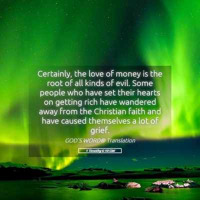 Picture 05 - 1 Timothy 6:10 GW - Certainly, the love of money is the root of all - Bible Verse Picture