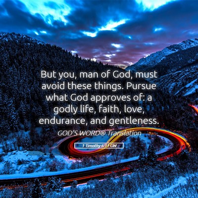 Picture 05 - 1 Timothy 6:11 GW - But you, man of God, must avoid these things. - Bible Verse Picture